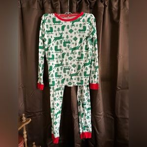 Carters pajama set- unisex, size 14A, green white and a little red,